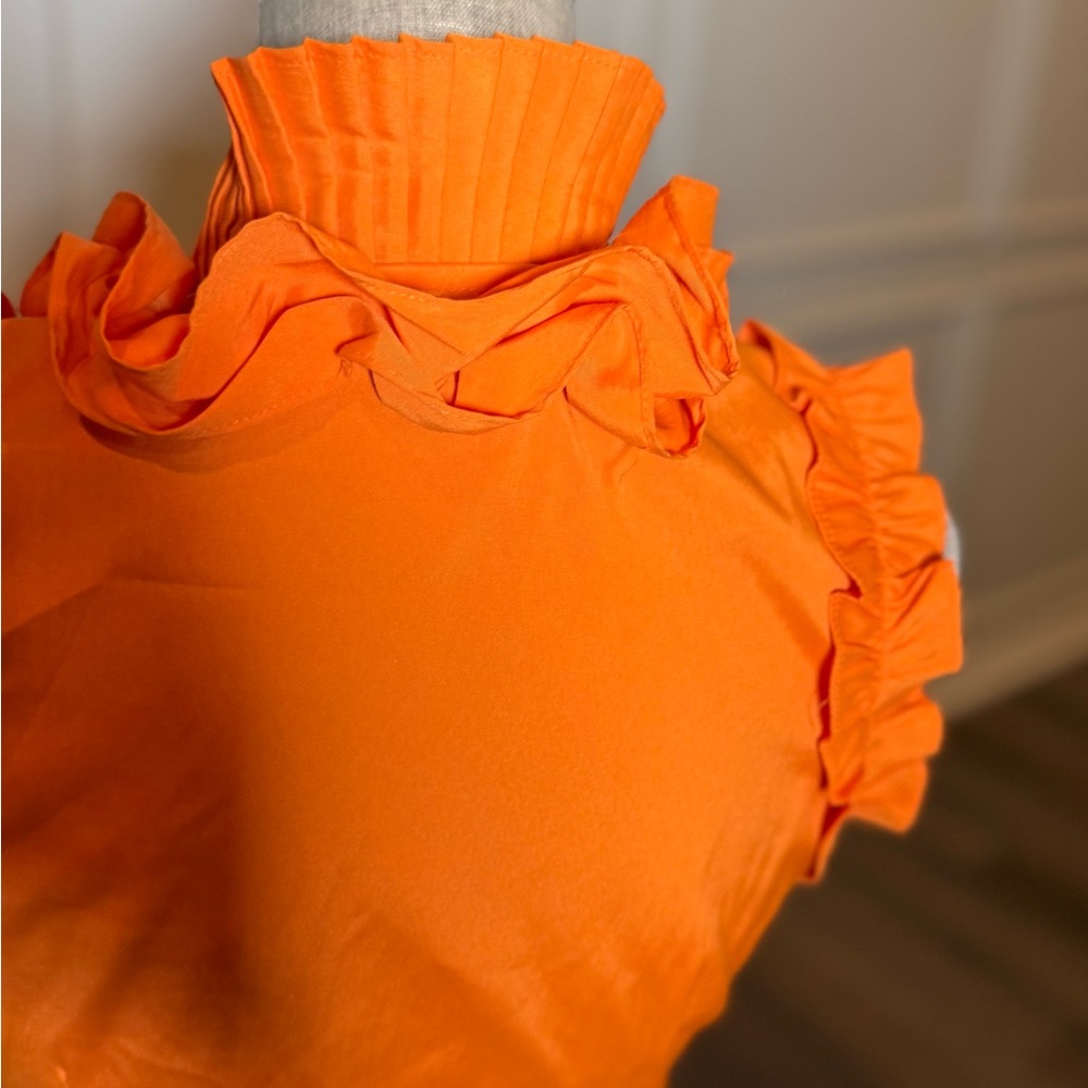 Orange Ruffled Sleeveless Top - Picture 6 of 13